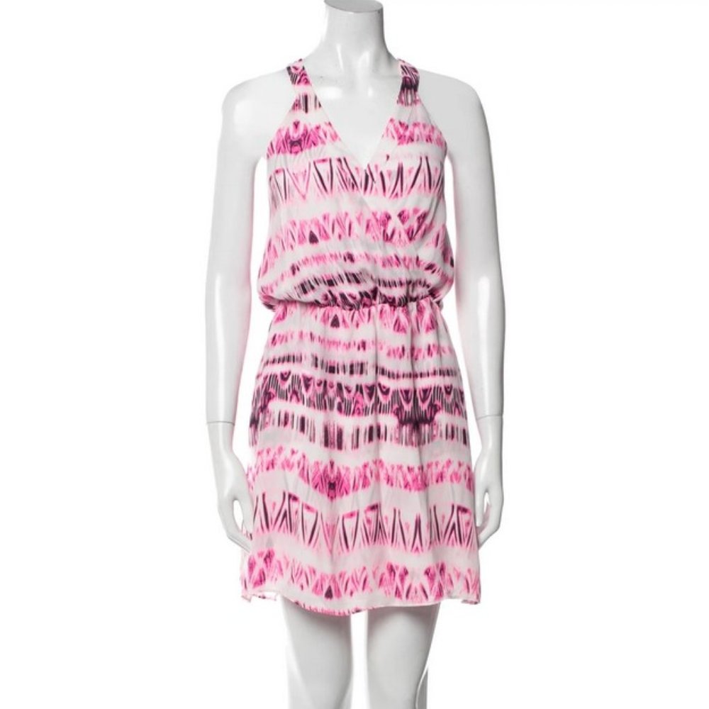 EUC PARKER Women’s Pink Printed Sleeveless Kita Dress, V-Neck, Size XS